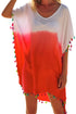 Sexy White Orange Tassel Beach Cover up